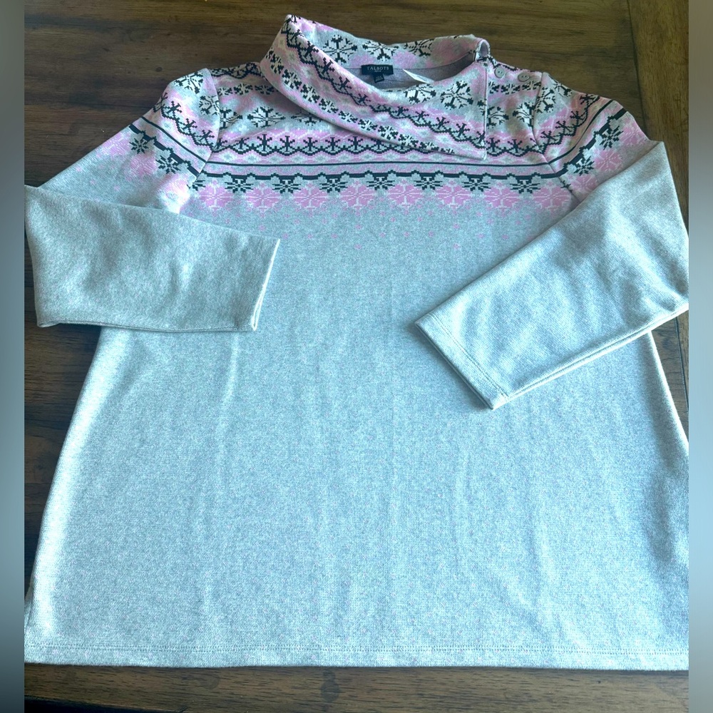 Talbots turtleneck sweatshirt NWT size PXL. Pink, black and heather grey.
